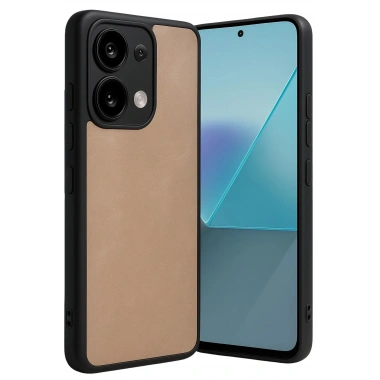 Mey İthalat®   Redmi Note 13 Pro 5G Kılıf Aras Deri Kapak - Pudra