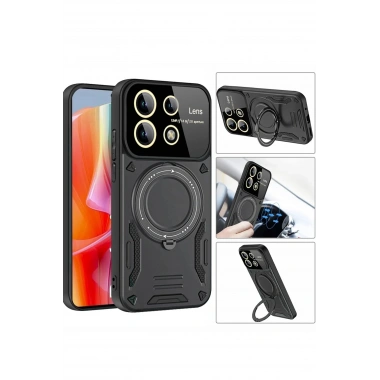 Mey İthalat®   Redmi Note 13 Pro 5G Kılıf Joy Lens Standlı Kapak - Siyah