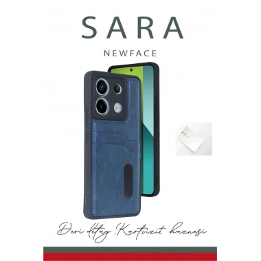 Mey İthalat® Redmi Note 13 Pro 5G Kılıf Sara Kartvizitli Deri Kılıf - Kırmızı