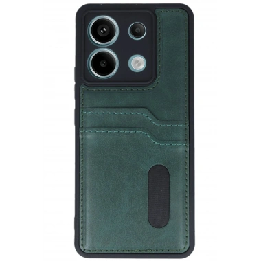 Mey İthalat® Redmi Note 13 Pro 5G Kılıf Sara Kartvizitli Deri Kılıf - Koyu Yeşil