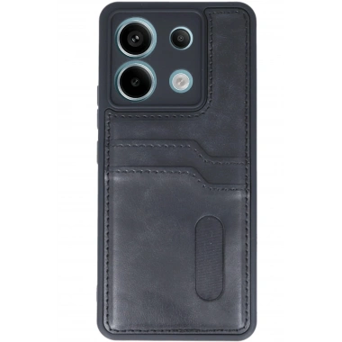 Mey İthalat® Redmi Note 13 Pro 5G Kılıf Sara Kartvizitli Deri Kılıf - Siyah