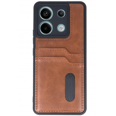 Mey İthalat® Redmi Note 13 Pro 5G Kılıf Sara Kartvizitli Deri Kılıf - Taba
