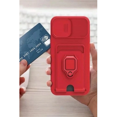 Mey İthalat®   Redmi Note 13 Pro 5G Kılıf Zuma Kartvizitli Yüzüklü Silikon - Pembe