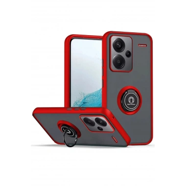 Mey İthalat®   Redmi Note 13 Pro Plus Kılıf Montreal Yüzüklü Silikon Kapak - Kırmızı