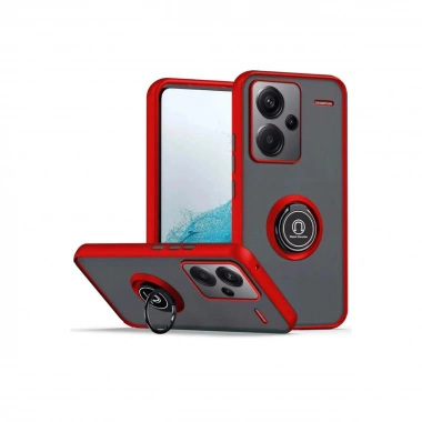 Mey İthalat®   Redmi Note 13 Pro Plus Kılıf Montreal Yüzüklü Silikon Kapak - Kırmızı