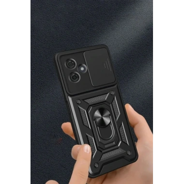 Mey İthalat®   Redmi Note 13 Pro Plus Kılıf Pars Lens Yüzüklü Silikon - Kırmızı