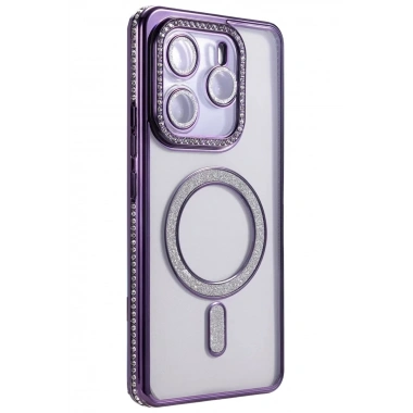 Mey İthalat®   Redmi Note 14 4G Joke Simli Magneticsafe Kılıf - Derin Mor