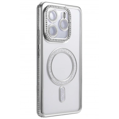 Mey İthalat®   Redmi Note 14 4G Joke Simli Magneticsafe Kılıf - Gümüş