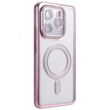 Mey İthalat®   Redmi Note 14 4G Joke Simli Magneticsafe Kılıf - Pembe