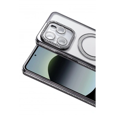 Mey İthalat®   Redmi Note 14 4G Joke Simli Magneticsafe Kılıf - Siyah