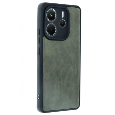 Mey İthalat®   Redmi Note 14 4G Kılıf Aras Deri Kapak - Koyu Yeşil
