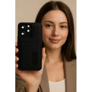 Mey İthalat® Redmi Note 14 4G Kılıf Sara Kartvizitli Deri Kılıf - Taba