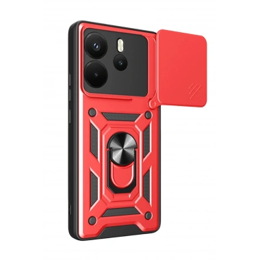 Mey İthalat®   Redmi Note 14 4G Pars Lens Yüzüklü Silikon - Kırmızı