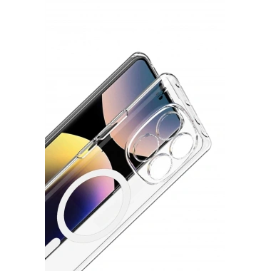 Mey İthalat®   Redmi Note 14 Pro 4G Combo Sert Şeffaf Magsafe Kapak - Şeffaf