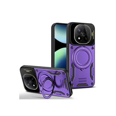 Mey İthalat®   Redmi Note 14 Pro 4G Kılıf Joy Lens Standlı Kapak - Mor