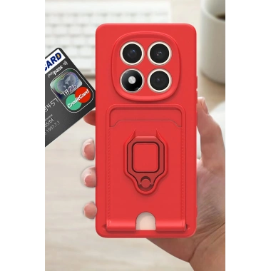 Mey İthalat®   Redmi Note 14 Pro 4G Kılıf Zuma Kartvizitli Yüzüklü Silikon - Lila