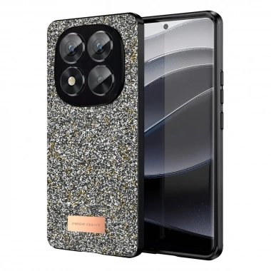 Mey İthalat®   Redmi Note 14 Pro 5G Bright Simli Kapak - Gümüş
