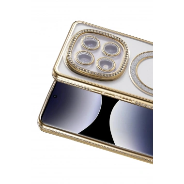 Mey İthalat®   Redmi Note 14 Pro 5G Joke Simli Magneticsafe Kılıf - Gold