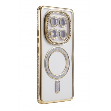 Mey İthalat®   Redmi Note 14 Pro 5G Joke Simli Magneticsafe Kılıf - Gold