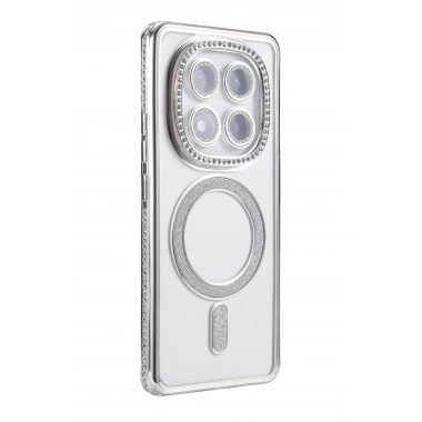 Mey İthalat®   Redmi Note 14 Pro 5G Joke Simli Magneticsafe Kılıf - Gümüş