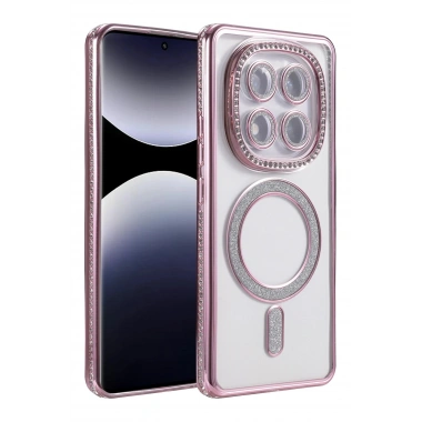 Mey İthalat®   Redmi Note 14 Pro 5G Joke Simli Magneticsafe Kılıf - Pembe