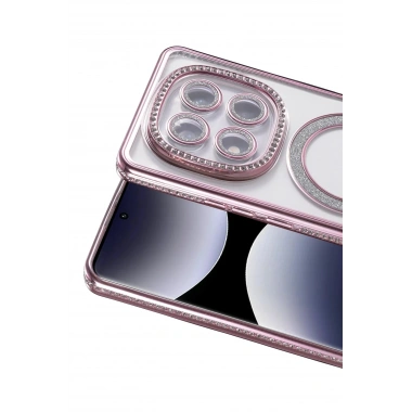 Mey İthalat®   Redmi Note 14 Pro 5G Joke Simli Magneticsafe Kılıf - Pembe
