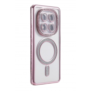 Mey İthalat®   Redmi Note 14 Pro 5G Joke Simli Magneticsafe Kılıf - Pembe