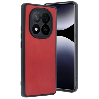 Mey İthalat®   Redmi Note 14 Pro 5G Kılıf Aras Deri Kapak - Kırmızı