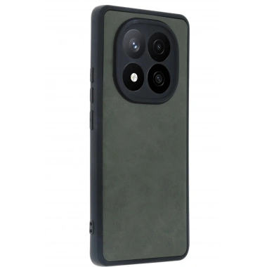 Mey İthalat®   Redmi Note 14 Pro 5G Kılıf Aras Deri Kapak - Koyu Yeşil