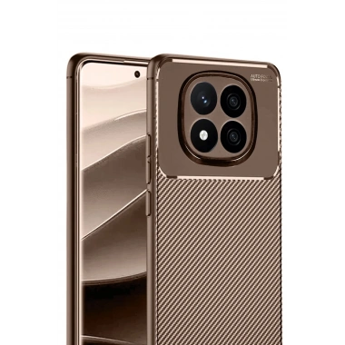 Mey İthalat®   Redmi Note 14 Pro 5G Kılıf Auto Focus Karbon Kapak - Kahverengi