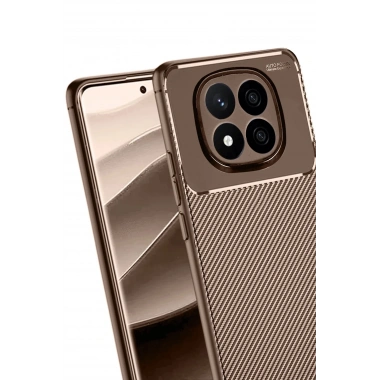 Mey İthalat®   Redmi Note 14 Pro 5G Kılıf Auto Focus Karbon Kapak - Kahverengi