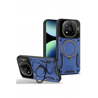 Mey İthalat®   Redmi Note 14 Pro 5G Kılıf Joy Lens Standlı Kapak - Lacivert