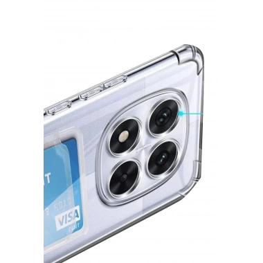 Mey İthalat®   Redmi Note 14 Pro 5G Kılıf Kart Şeffaf Silikon - Şeffaf