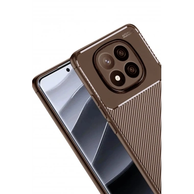 Mey İthalat®   Redmi Note 14 Pro Plus Kılıf Auto Focus Karbon Kapak - Kahverengi