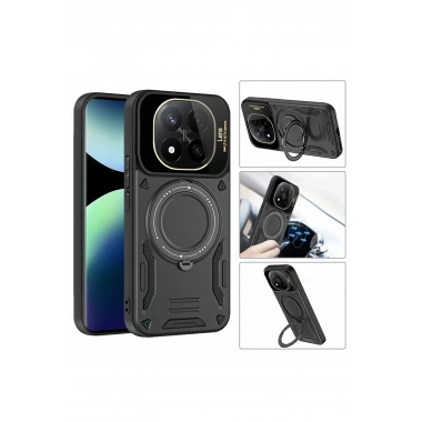 Mey İthalat®   Redmi Note 14 Pro Plus Kılıf Joy Lens Standlı Kapak - Siyah