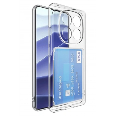 Mey İthalat®   Redmi Note 14 Pro Plus Kılıf Kart Şeffaf Silikon - Şeffaf