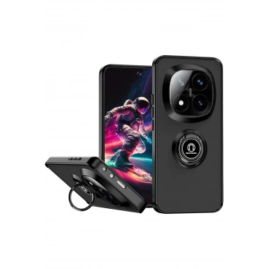 Mey İthalat®   Redmi Note 14 Pro Plus Kılıf Montreal Yüzüklü Silikon Kapak - Siyah