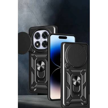 Mey İthalat®   Redmi Note 14 Pro Plus Kılıf Pars Lens Yüzüklü Silikon - Kırmızı