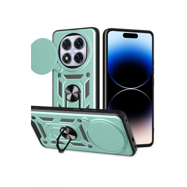 Mey İthalat®   Redmi Note 14 Pro Plus Kılıf Pars Lens Yüzüklü Silikon - Yeşil