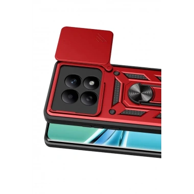 Mey İthalat®   Redmi Note 15 4G Pars Lens Yüzüklü Silikon - Kırmızı