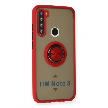 Mey İthalat®   Redmi Note 8 Kılıf Montreal Yüzüklü Silikon Kapak - Kırmızı