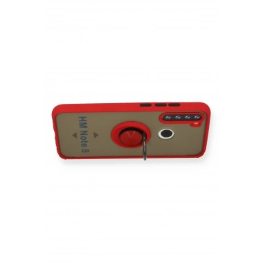 Mey İthalat®   Redmi Note 8 Kılıf Montreal Yüzüklü Silikon Kapak - Kırmızı