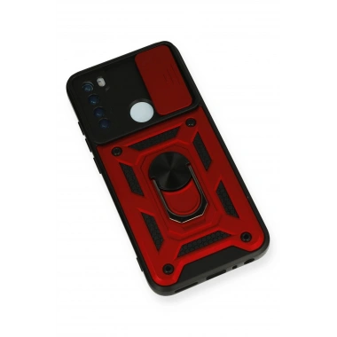 Mey İthalat®   Redmi Note 8 Kılıf Pars Lens Yüzüklü Silikon - Kırmızı