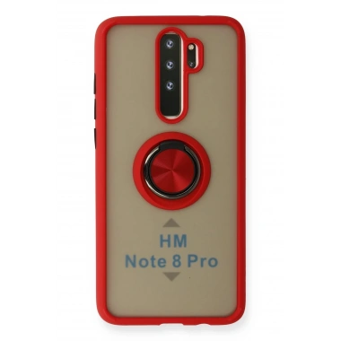 Mey İthalat®   Redmi Note 8 Pro Kılıf Montreal Yüzüklü Silikon Kapak - Kırmızı