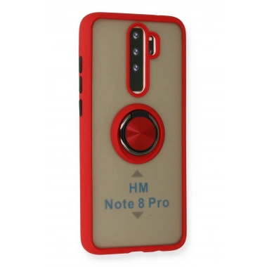 Mey İthalat®   Redmi Note 8 Pro Kılıf Montreal Yüzüklü Silikon Kapak - Kırmızı
