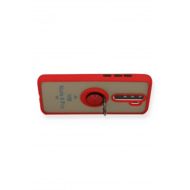 Mey İthalat®   Redmi Note 8 Pro Kılıf Montreal Yüzüklü Silikon Kapak - Kırmızı