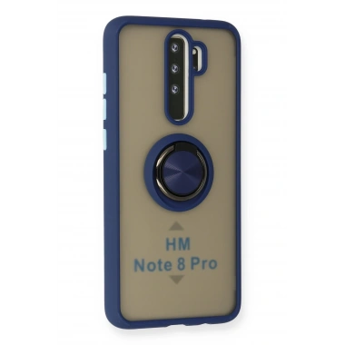 Mey İthalat®   Redmi Note 8 Pro Kılıf Montreal Yüzüklü Silikon Kapak - Lacivert
