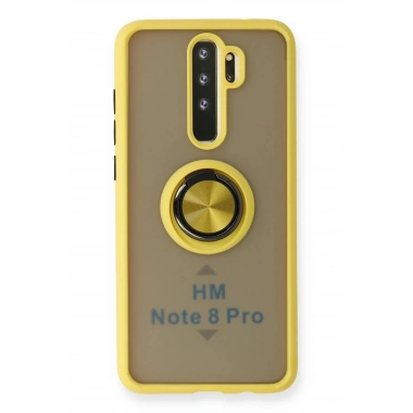 Mey İthalat®   Redmi Note 8 Pro Kılıf Montreal Yüzüklü Silikon Kapak - Sarı