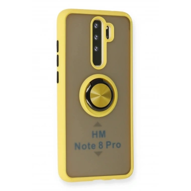 Mey İthalat®   Redmi Note 8 Pro Kılıf Montreal Yüzüklü Silikon Kapak - Sarı