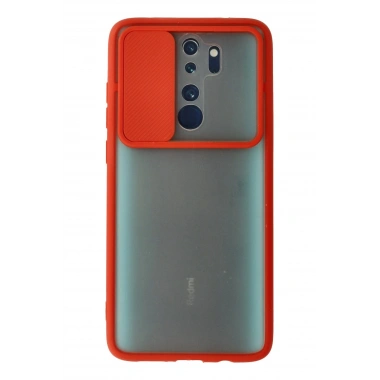 Mey İthalat® Redmi Note 8 Pro Kılıf Palm Buzlu Kamera Sürgülü Silikon - Kırmızı